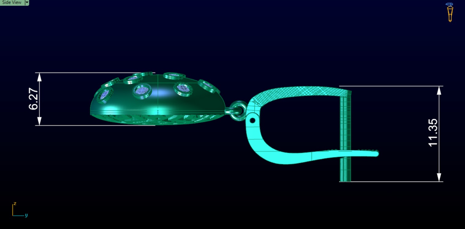 Circle Earrings Designed With Round Stones 3D print model_2