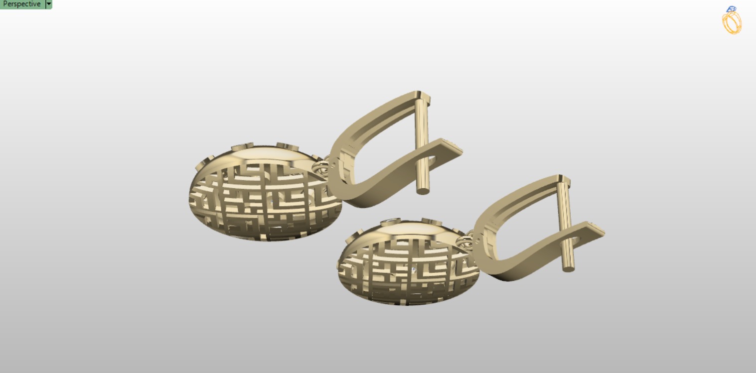 Circle Earrings Designed With Round Stones 3D print model_9