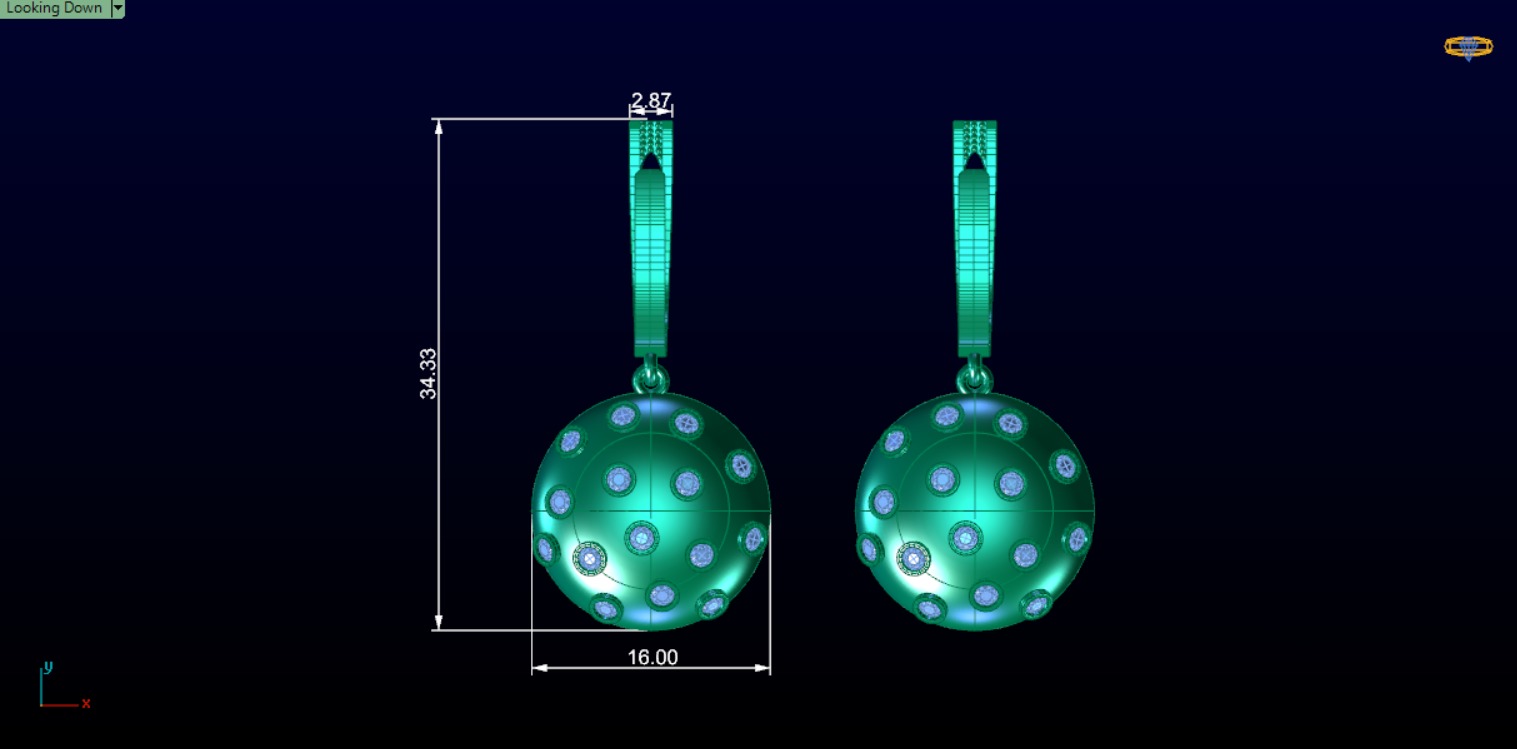 Circle Earrings Designed With Round Stones 3D print model_1