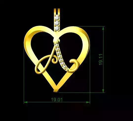 Alphabet Pendant - Letter A - Diamond-Studded 3D Model - P-1 3D print model