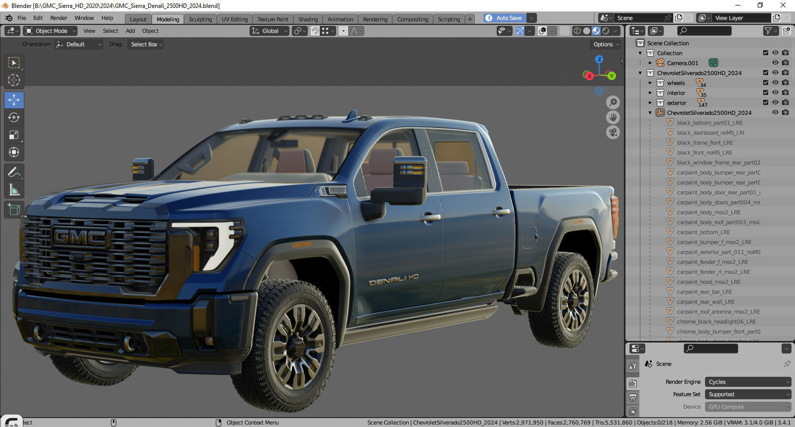 Pick-up Sierra Denali 2500HD Ultimate  2024 3D model_31