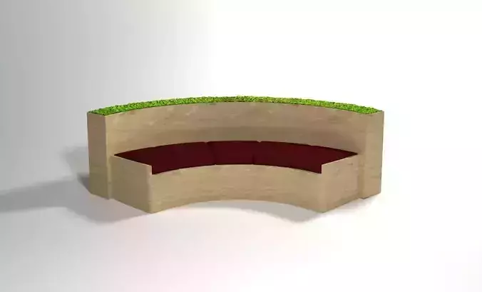 curved bench with integrated seating