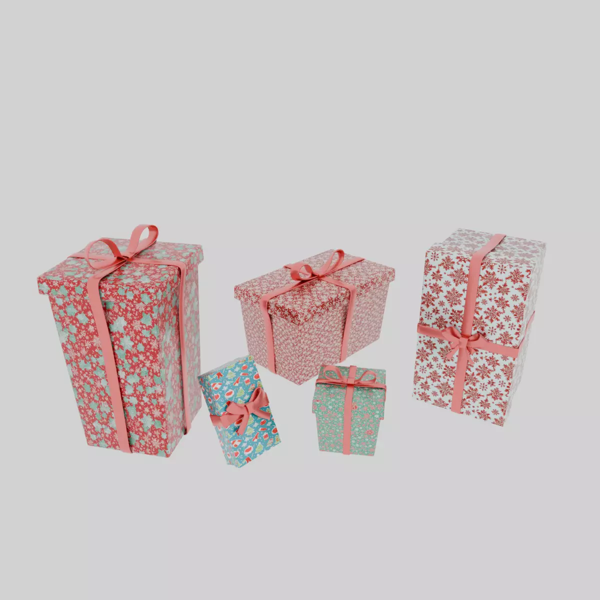 Christmas Gifts Low-poly 3D model_0