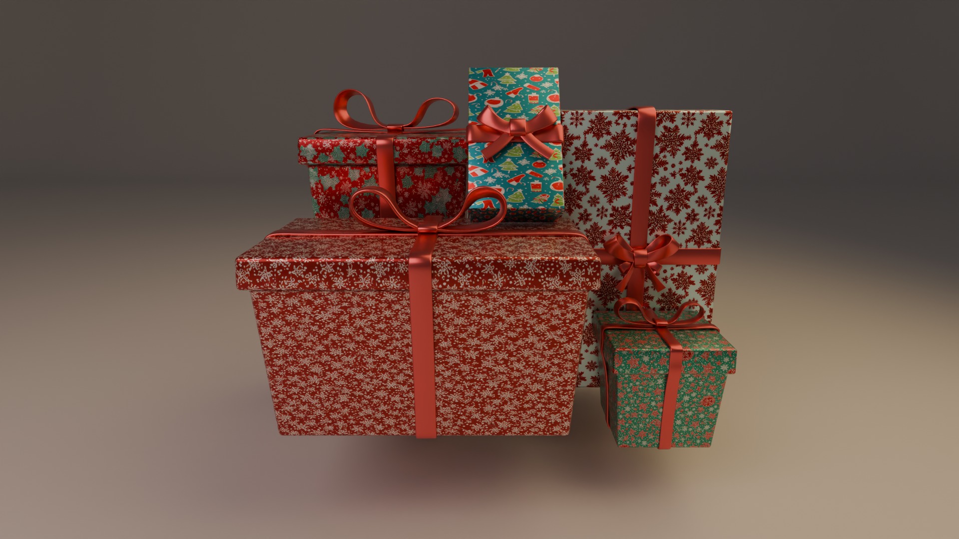 Christmas Gifts Low-poly 3D model_1