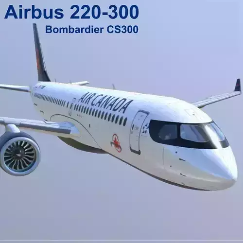 CS 300 Airbus A220 300 Air Canada livery Low-poly 3D model