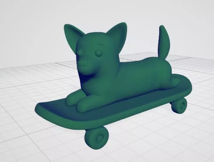 Corgi en patineta Free 3D model