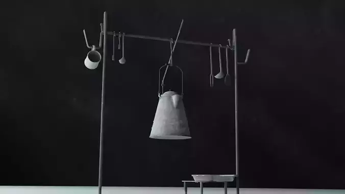 Campfire Cooking Set 3D Model Low-poly 3D model