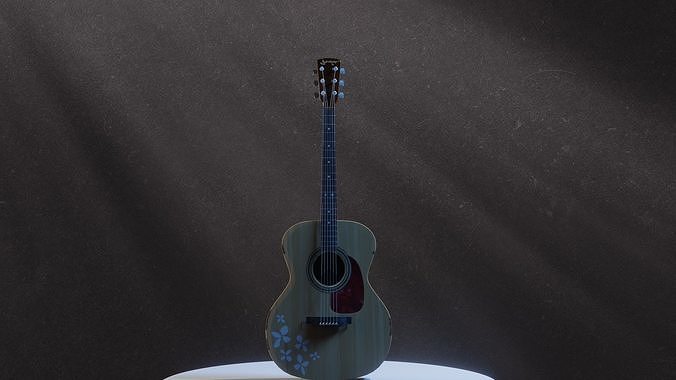 Acoustic Guitar Low-poly 3D model