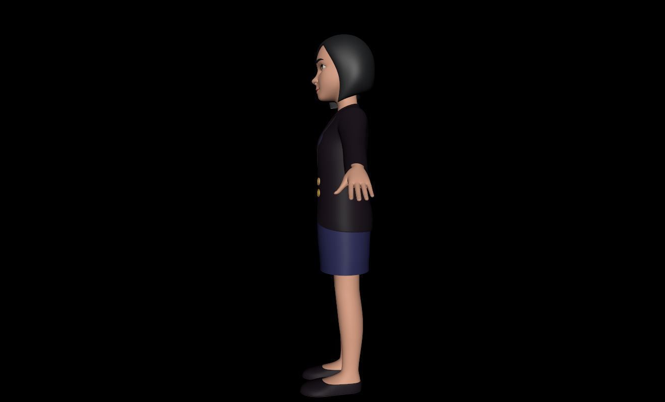 Stylized Cartoon Female 30Y Rigged Low-poly 3D model_12