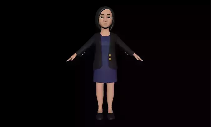 Stylized Cartoon Female 30Y Rigged Low-poly 3D model