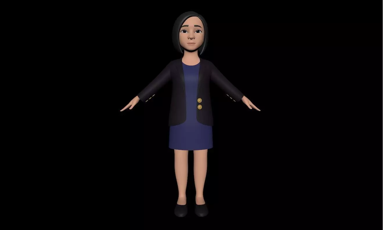 Stylized Cartoon Female 30Y Rigged Low-poly 3D model_0