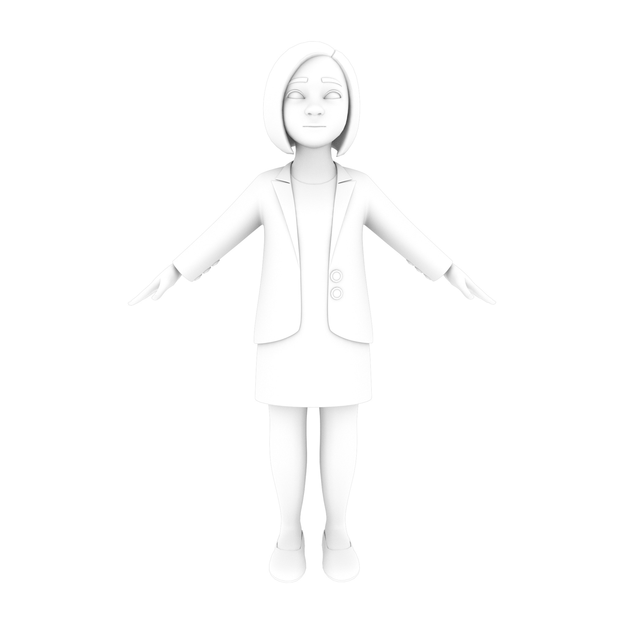 Stylized Cartoon Female 30Y Rigged Low-poly 3D model_2