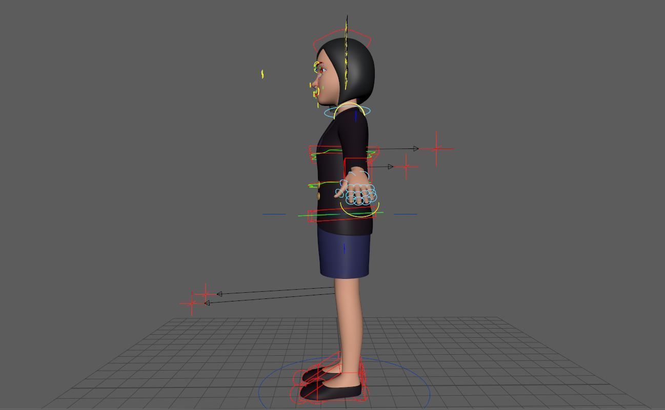Stylized Cartoon Female 30Y Rigged Low-poly 3D model_13