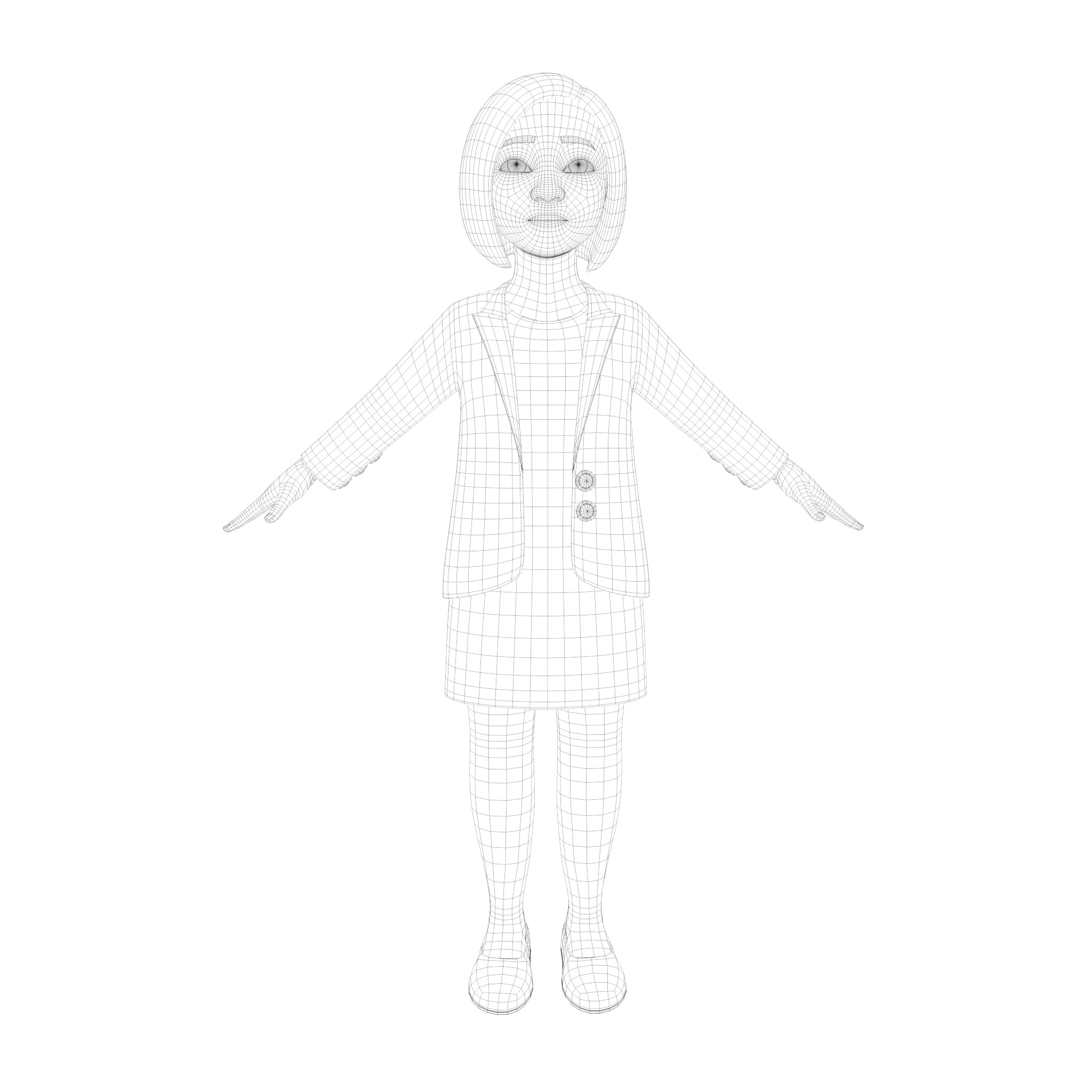 Stylized Cartoon Female 30Y Rigged Low-poly 3D model_3