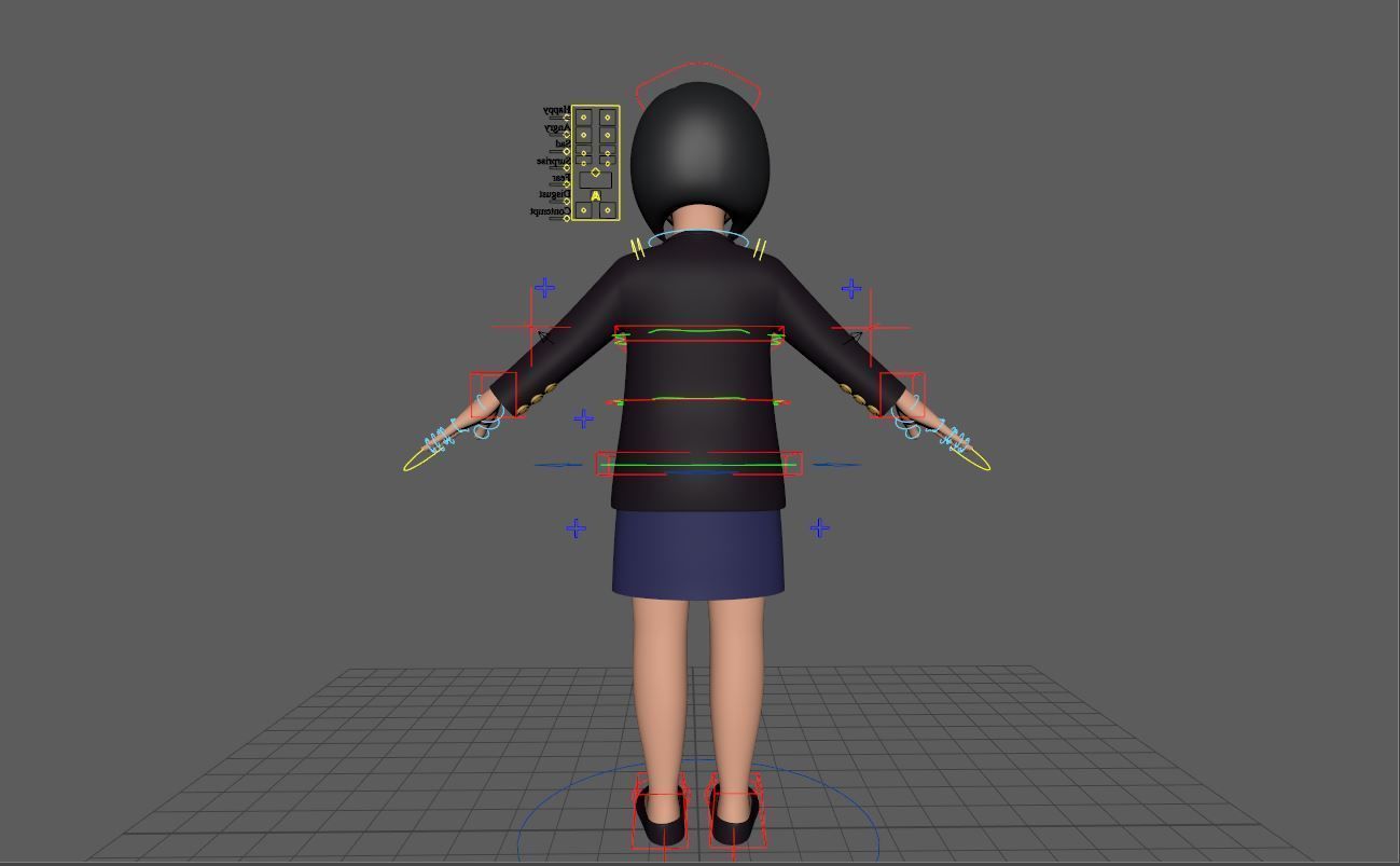Stylized Cartoon Female 30Y Rigged Low-poly 3D model_9