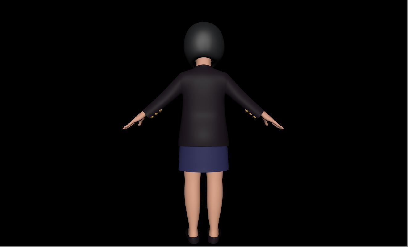 Stylized Cartoon Female 30Y Rigged Low-poly 3D model_8