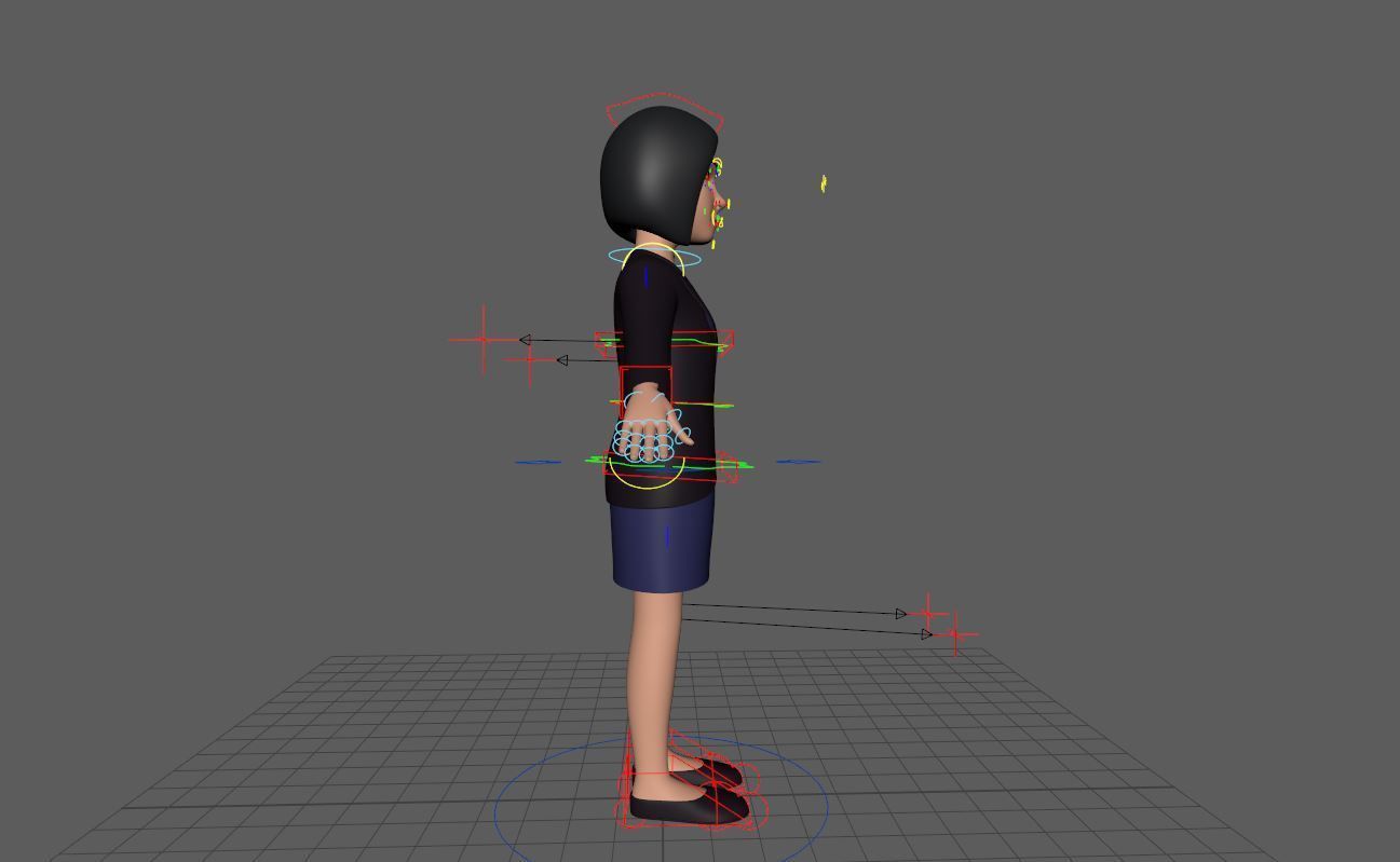 Stylized Cartoon Female 30Y Rigged Low-poly 3D model_5