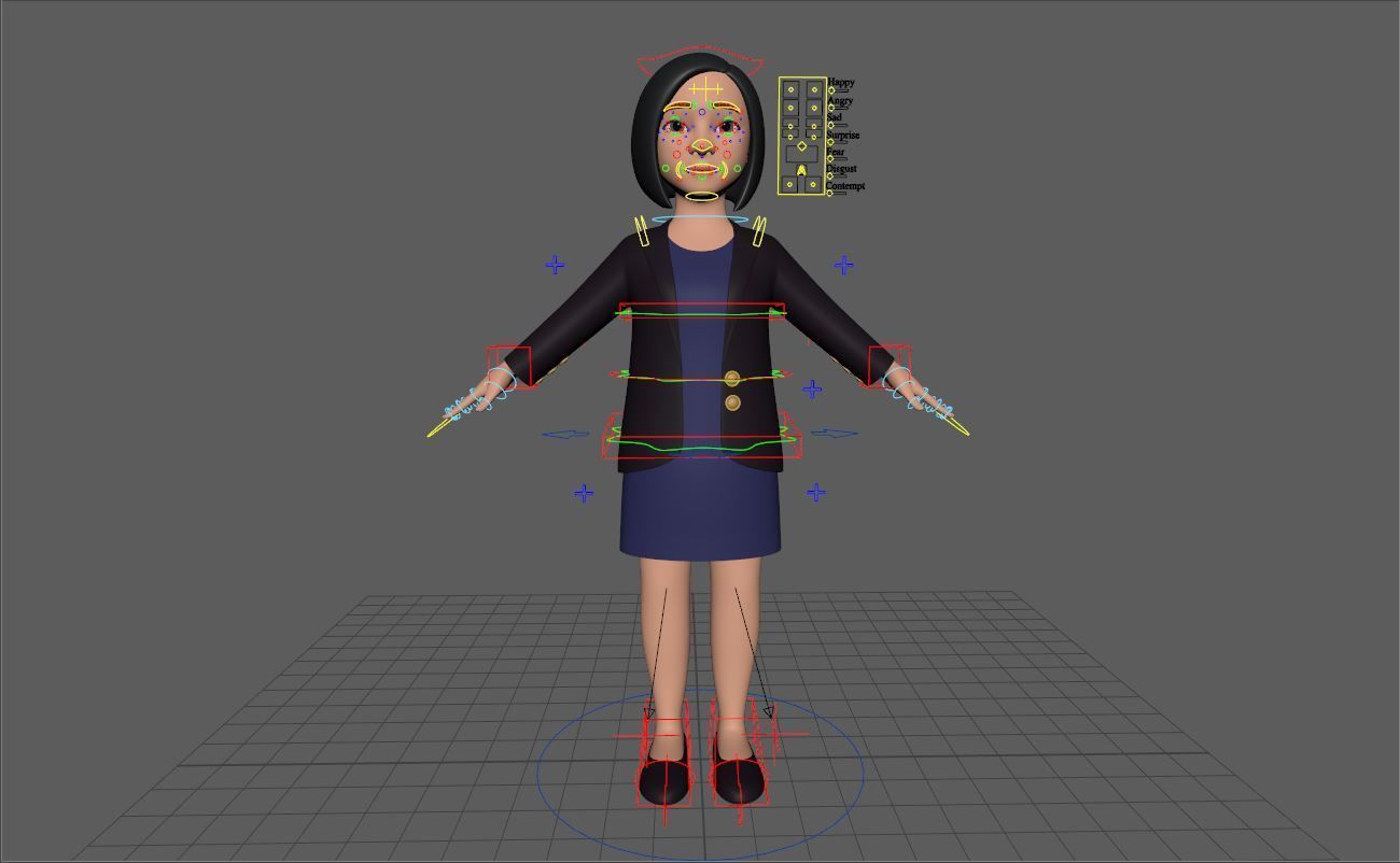Stylized Cartoon Female 30Y Rigged Low-poly 3D model_1