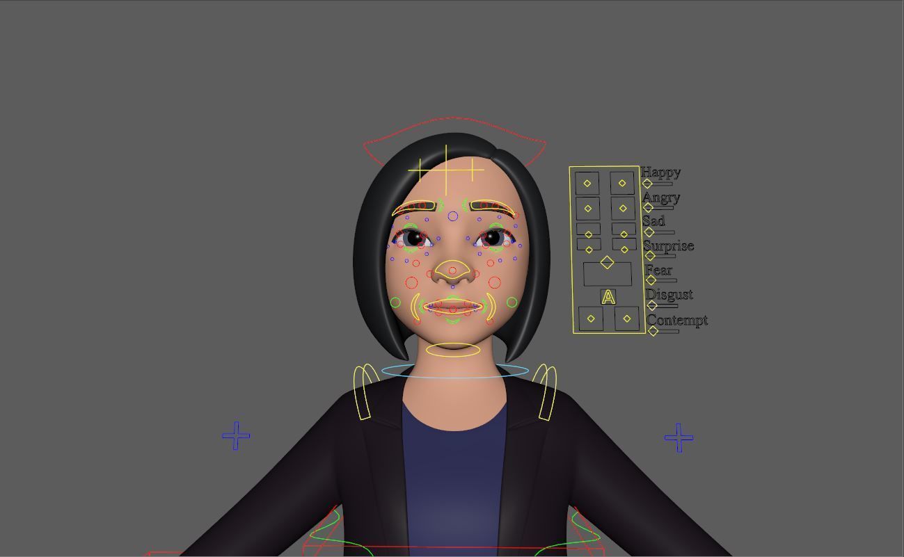Stylized Cartoon Female 30Y Rigged Low-poly 3D model_17