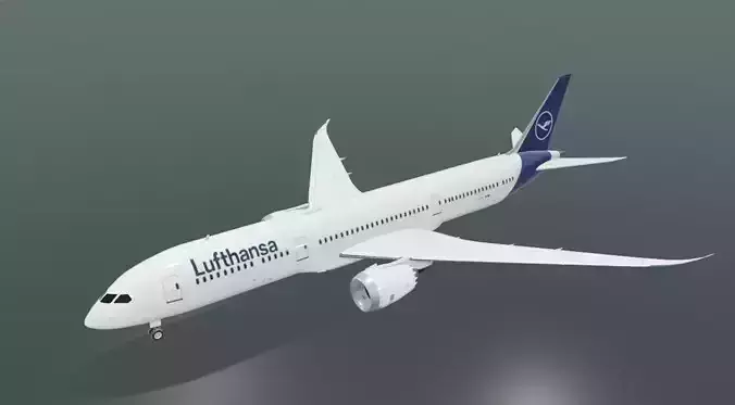 Lufthansa Boeing 787-9 Dreamliner low poly 3D model Low-poly 3D model