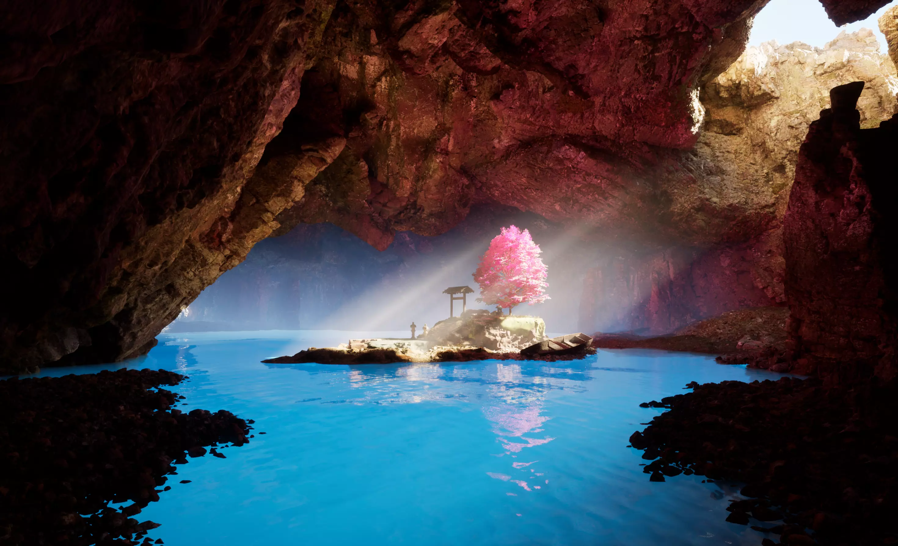 Serene Sakura Shrine 3D model_0