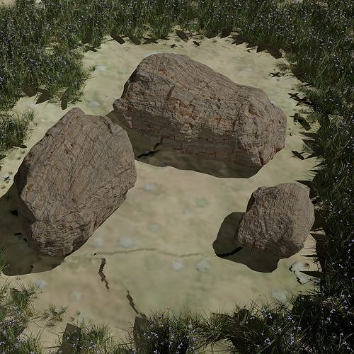 Low Poly yellow rock stone 2K Texture Low-poly 3D model