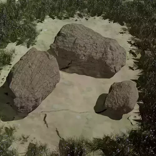 Low Poly yellow rock stone 2K Texture Low-poly 3D model