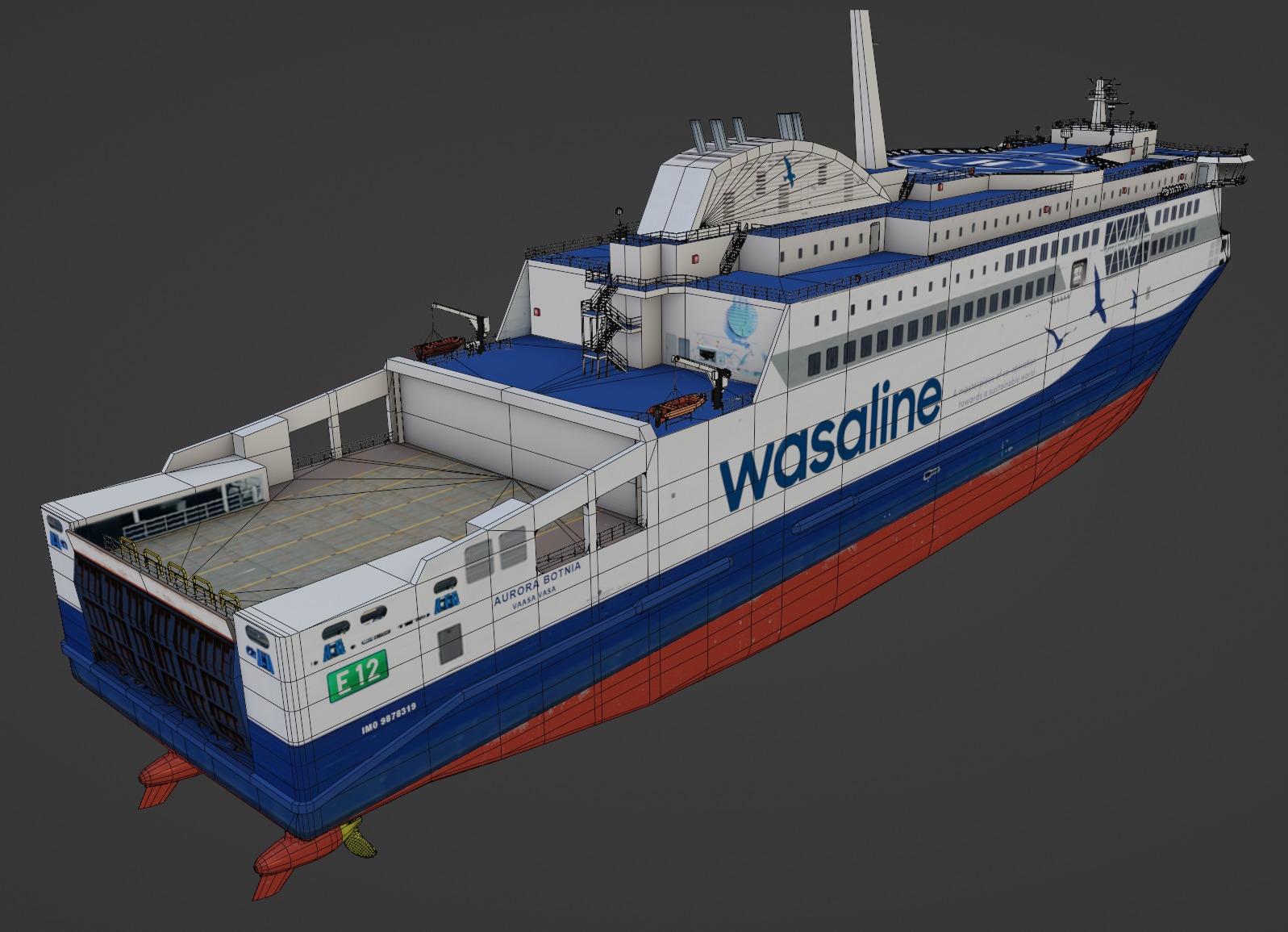 Aurora Botnia RO-PAX Low-poly 3D model_4