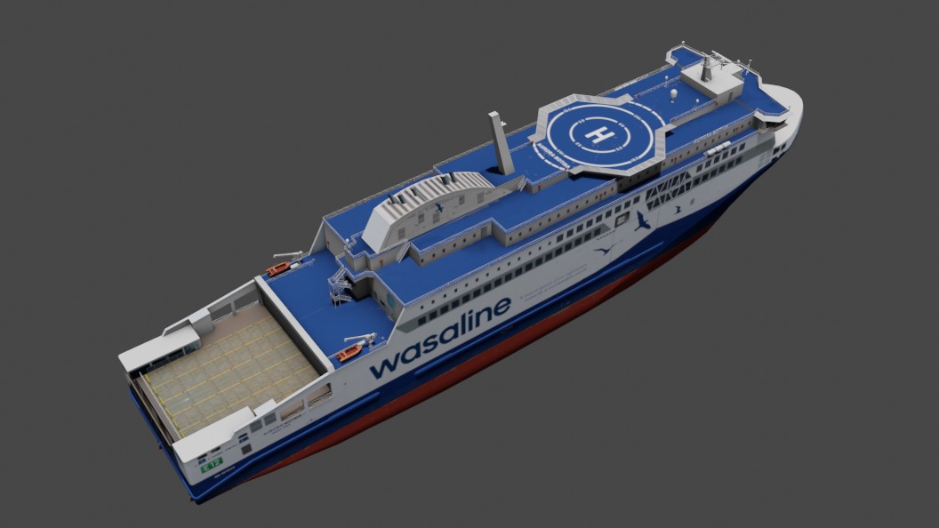 Aurora Botnia RO-PAX Low-poly 3D model_3