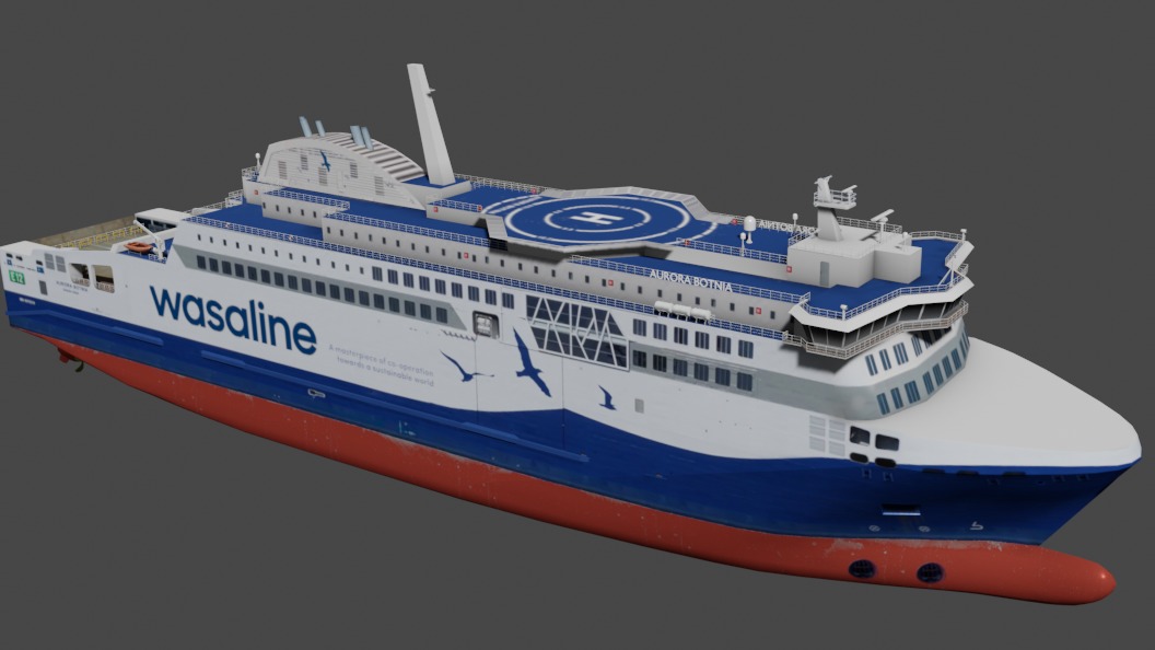 Aurora Botnia RO-PAX Low-poly 3D model_6