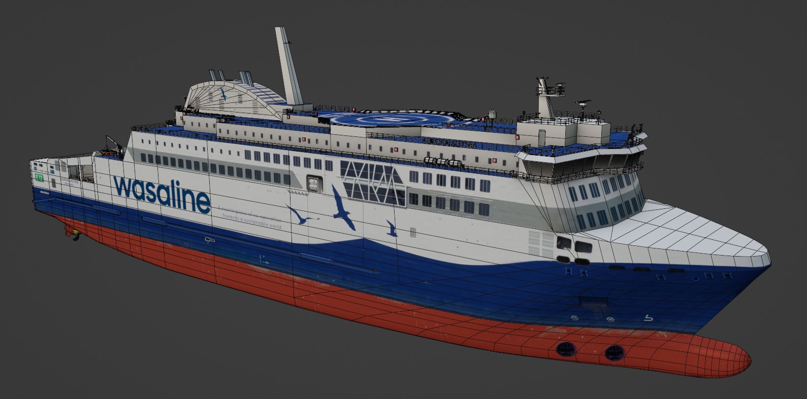 Aurora Botnia RO-PAX Low-poly 3D model_8