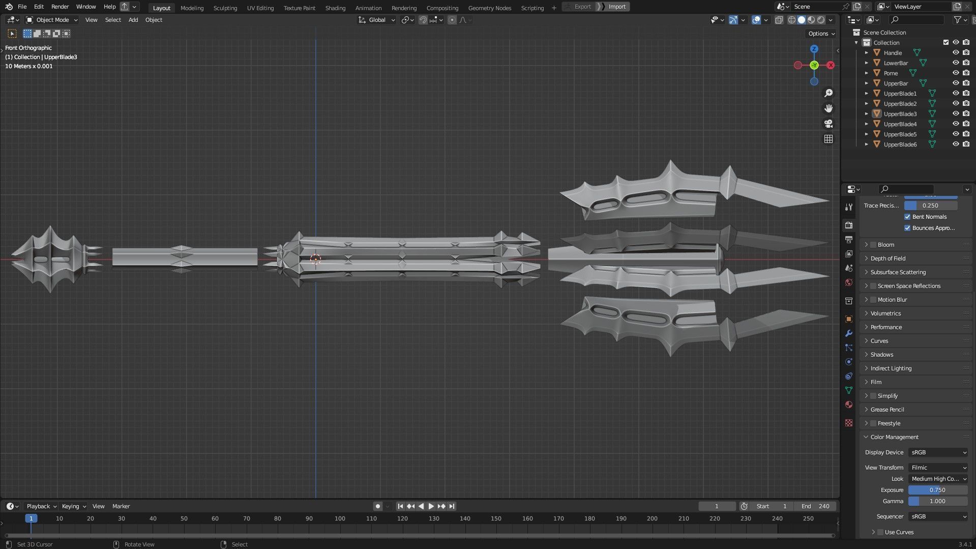 LOTR Dark Lord Sauron Mace for Cosplay 3D print model_11
