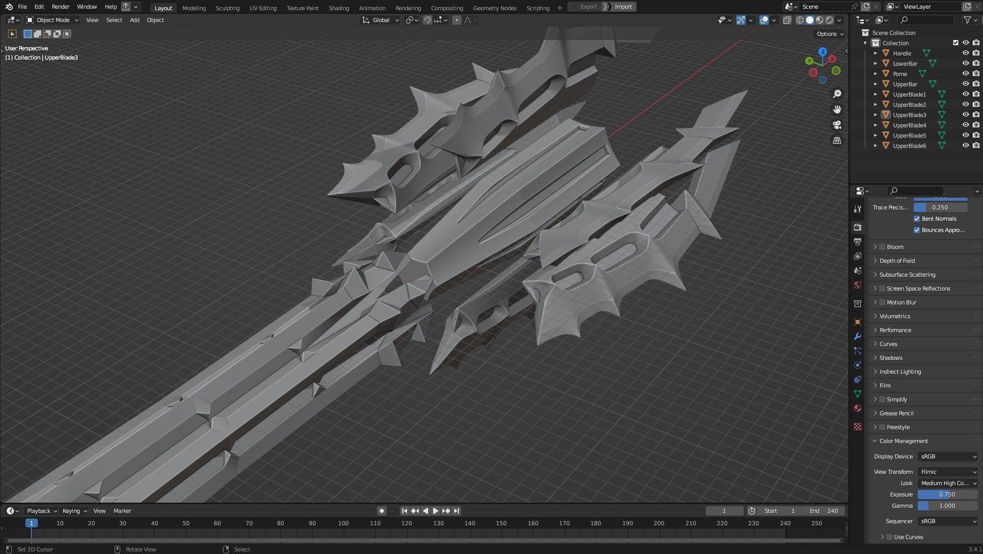 LOTR Dark Lord Sauron Mace for Cosplay 3D print model_14