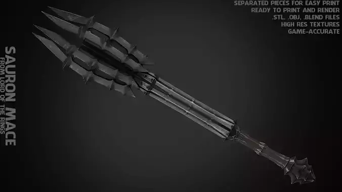 LOTR Dark Lord Sauron Mace for Cosplay 3D print model