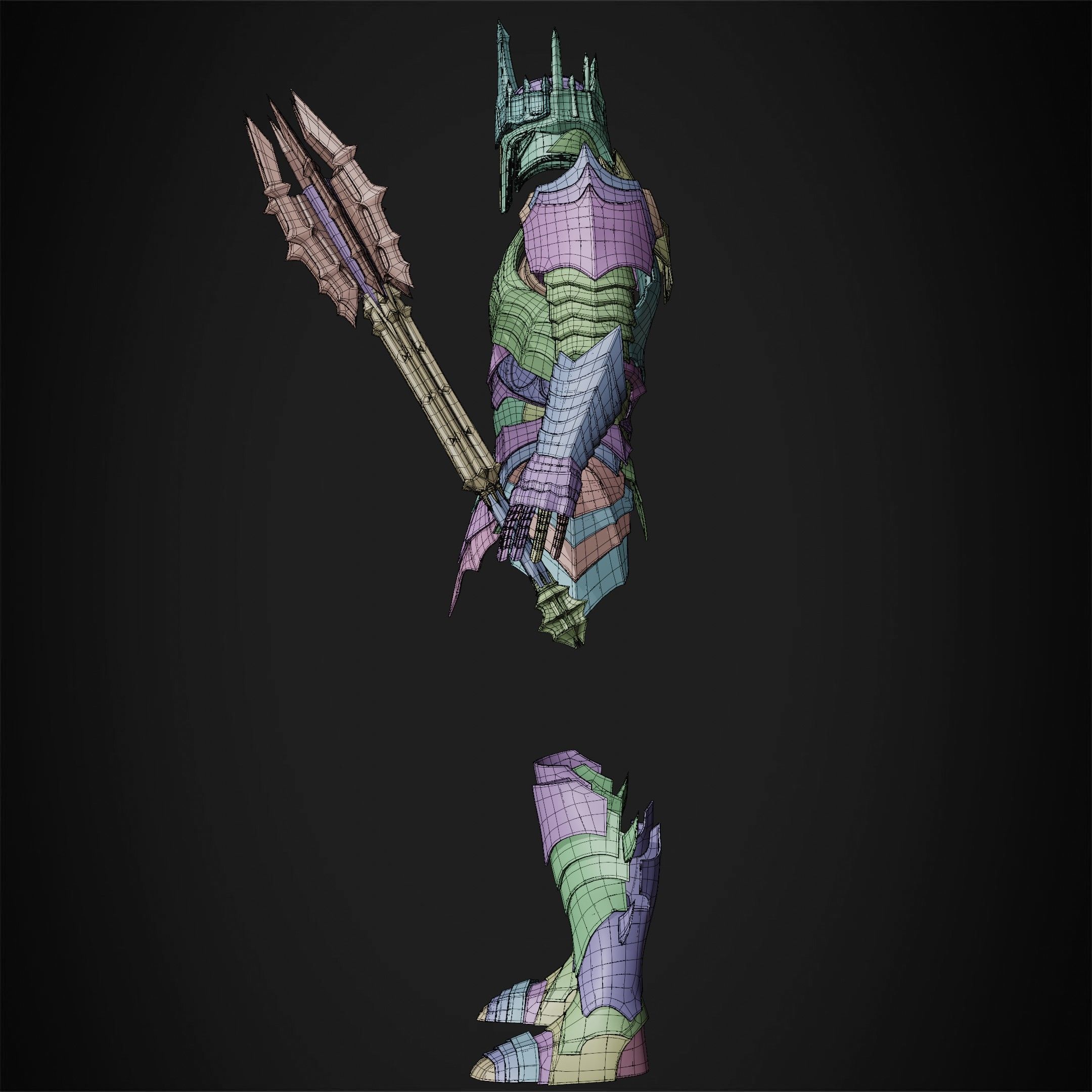 LOTR Dark Lord Sauron Full Armor and Mace for Cosplay 3D Model Collection_22