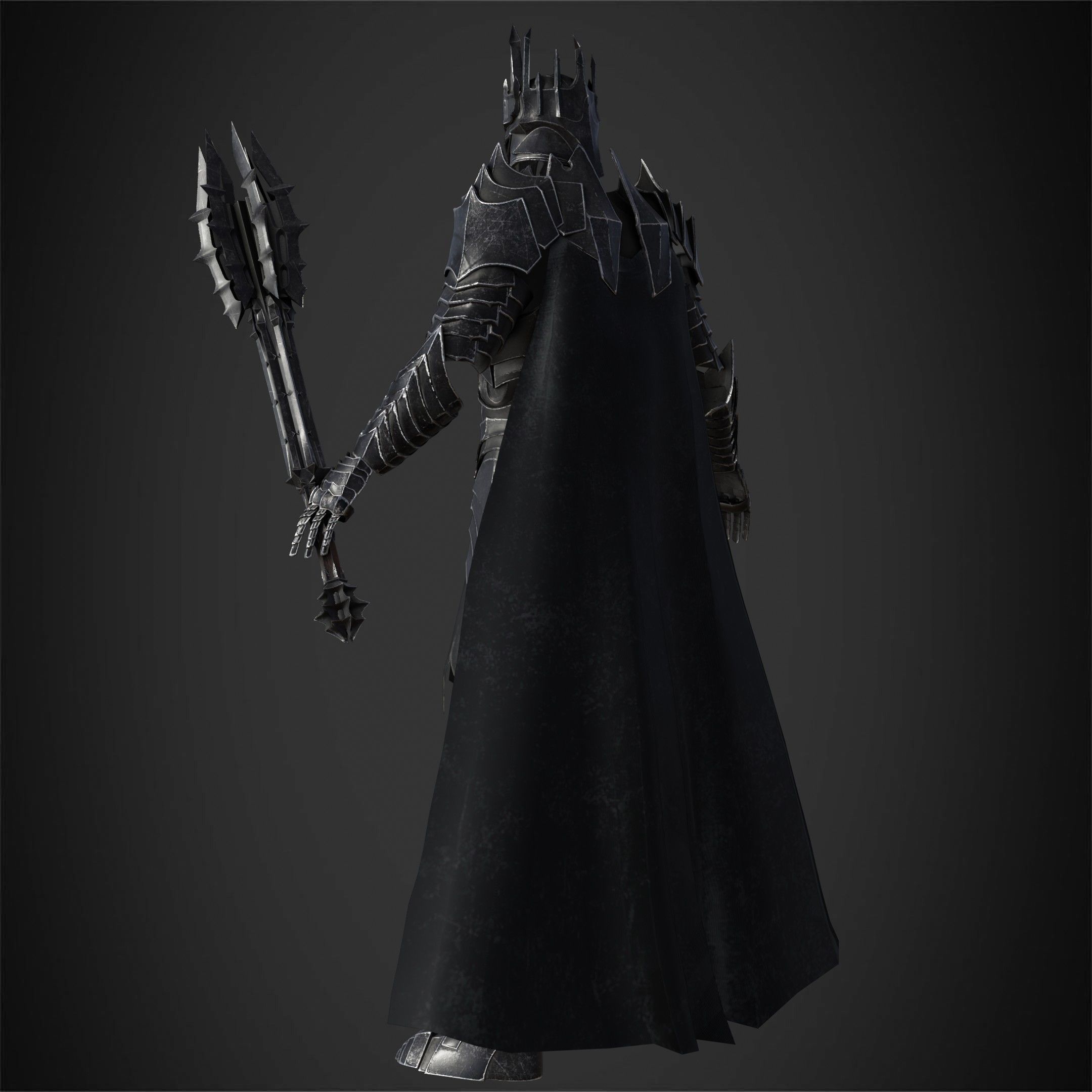 LOTR Dark Lord Sauron Full Armor and Mace for Cosplay 3D Model Collection_12