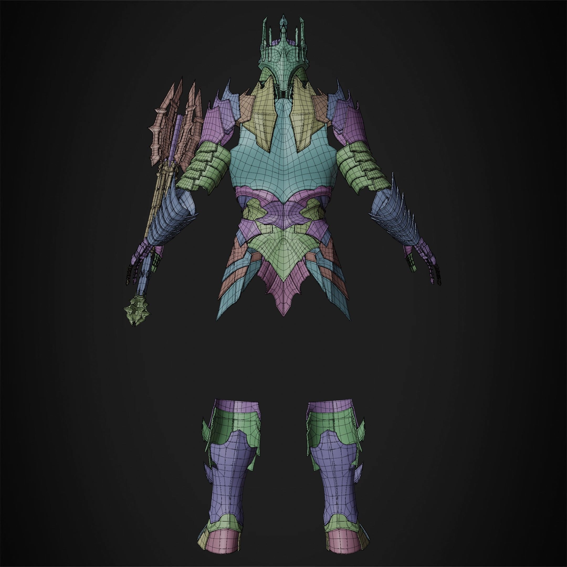 LOTR Dark Lord Sauron Full Armor and Mace for Cosplay 3D Model Collection_26
