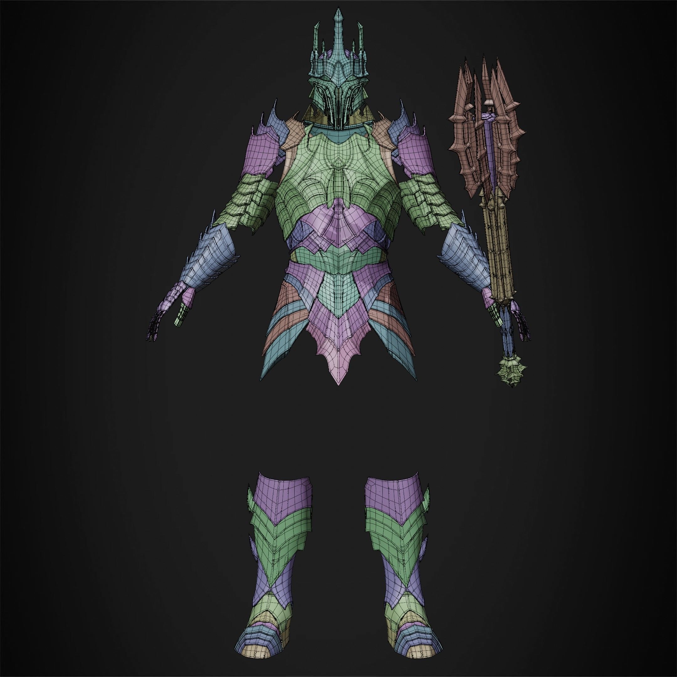 LOTR Dark Lord Sauron Full Armor and Mace for Cosplay 3D Model Collection_18