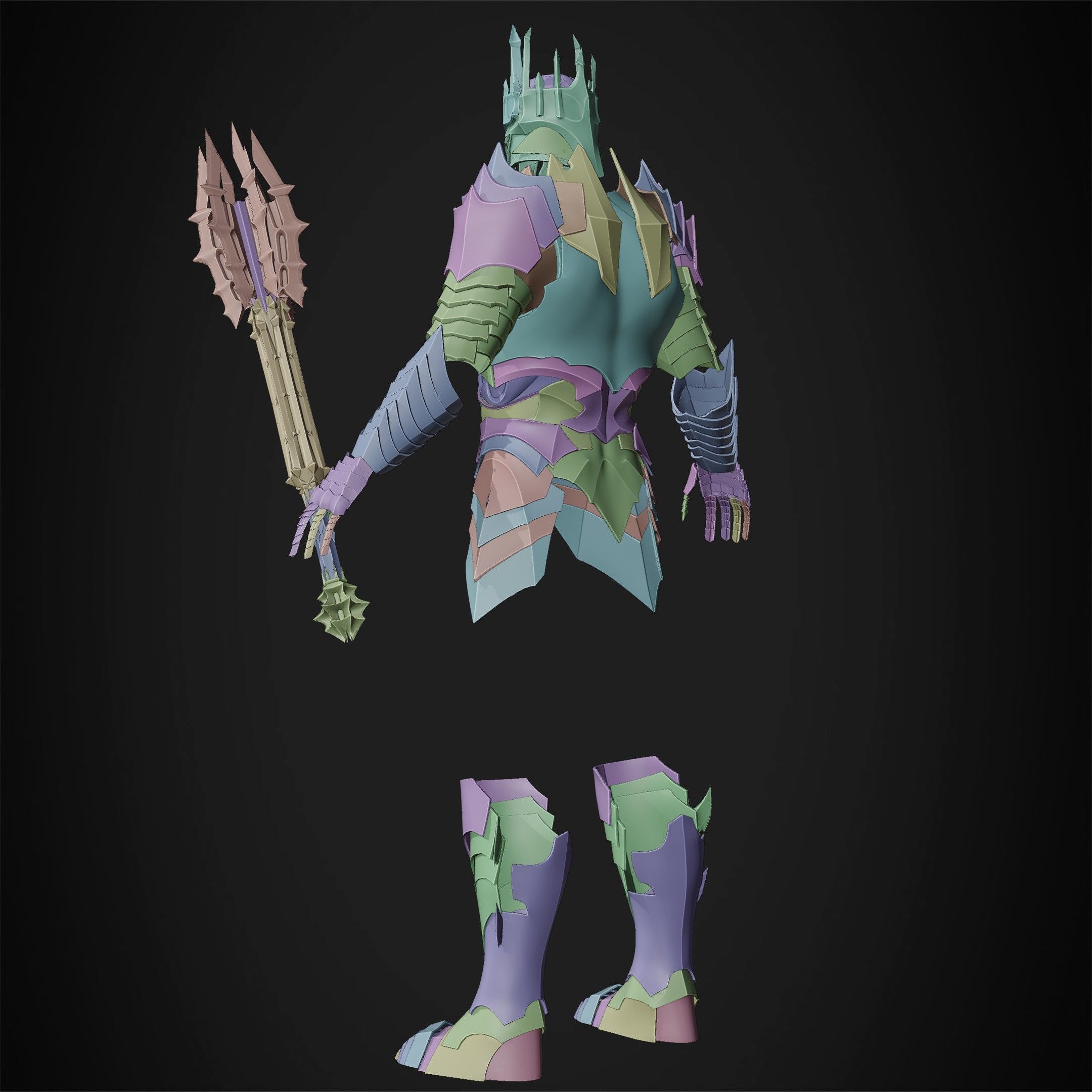 LOTR Dark Lord Sauron Full Armor and Mace for Cosplay 3D Model Collection_23