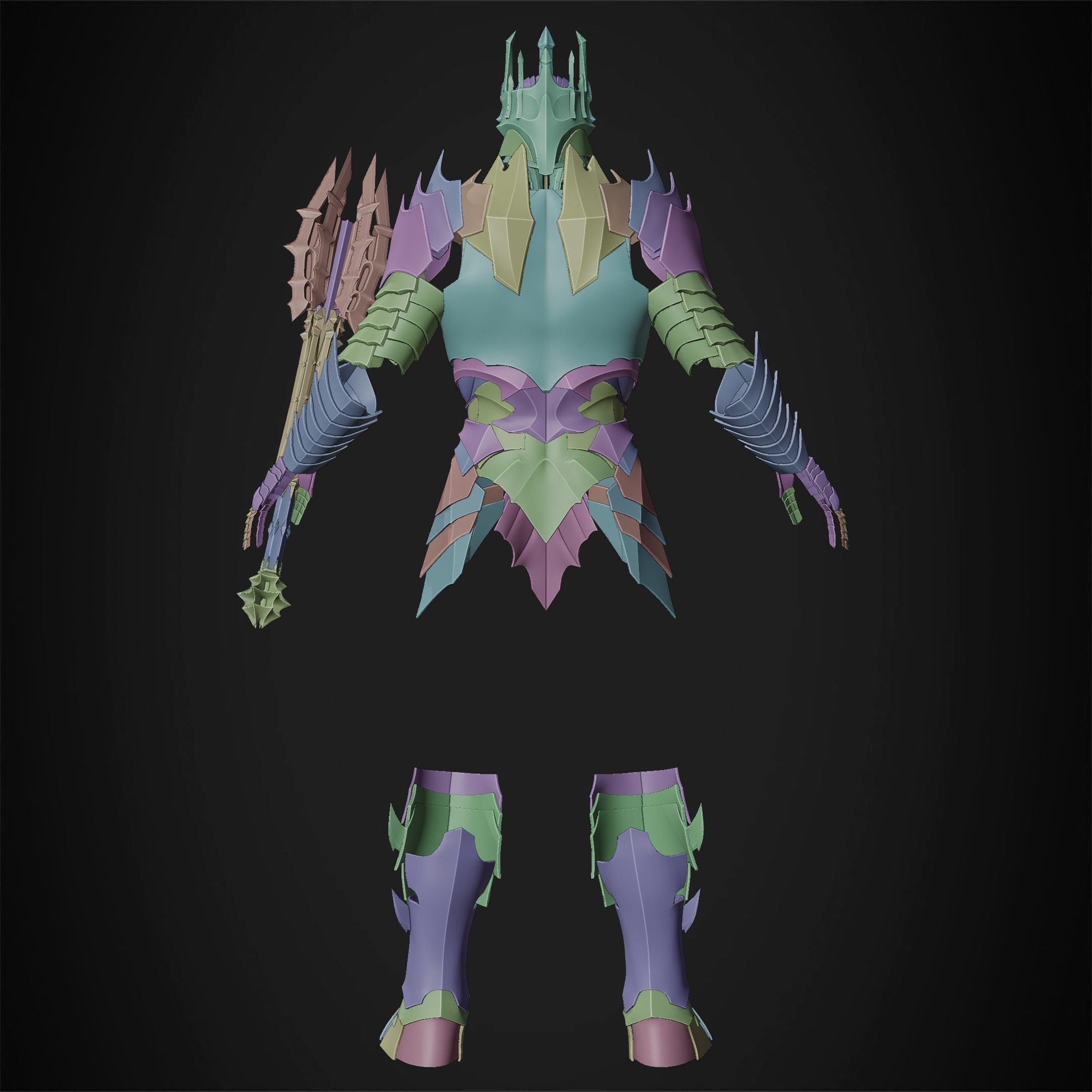 LOTR Dark Lord Sauron Full Armor and Mace for Cosplay 3D Model Collection_25