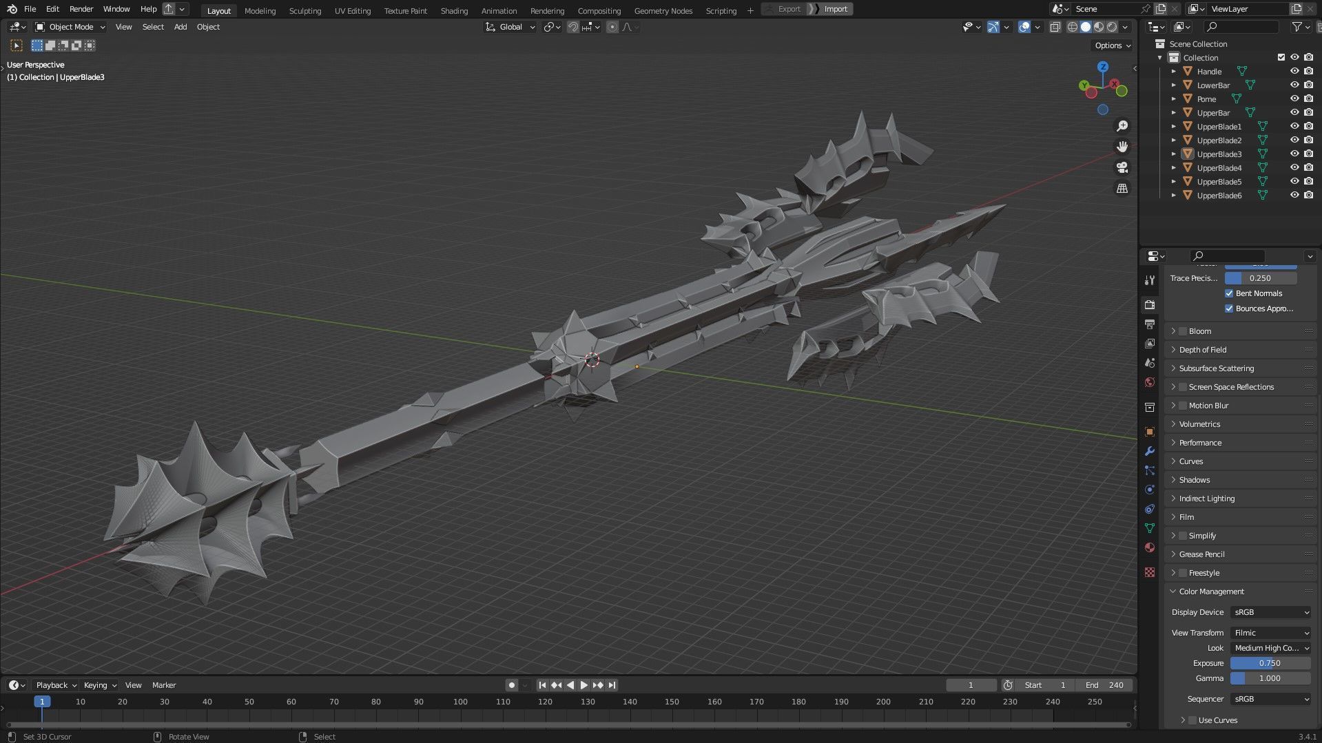 LOTR Dark Lord Sauron Full Armor and Mace for Cosplay 3D Model Collection_37