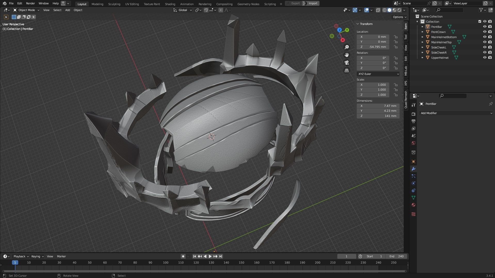 LOTR Dark Lord Sauron Full Armor and Mace for Cosplay 3D Model Collection_34