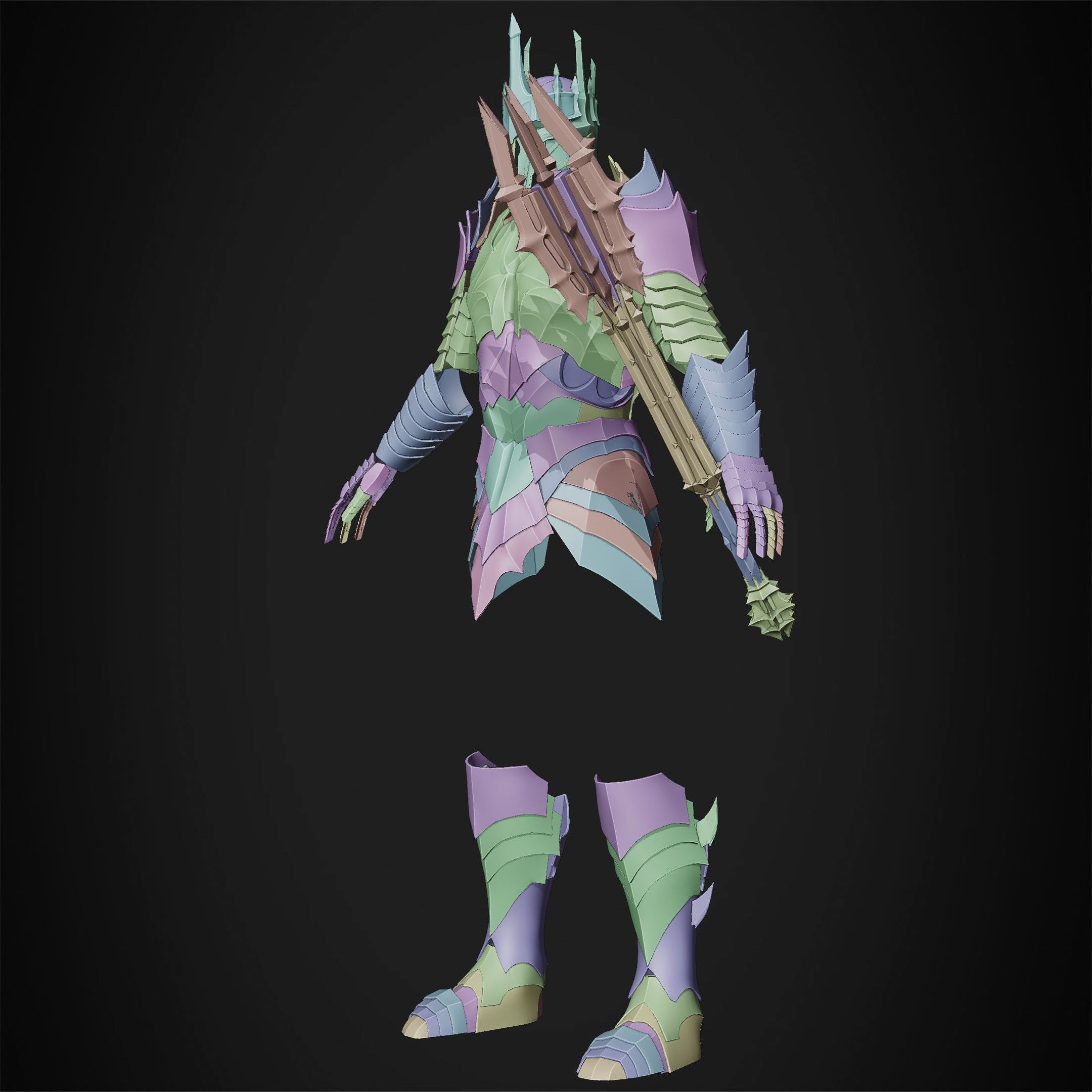 LOTR Dark Lord Sauron Full Armor and Mace for Cosplay 3D Model Collection_19