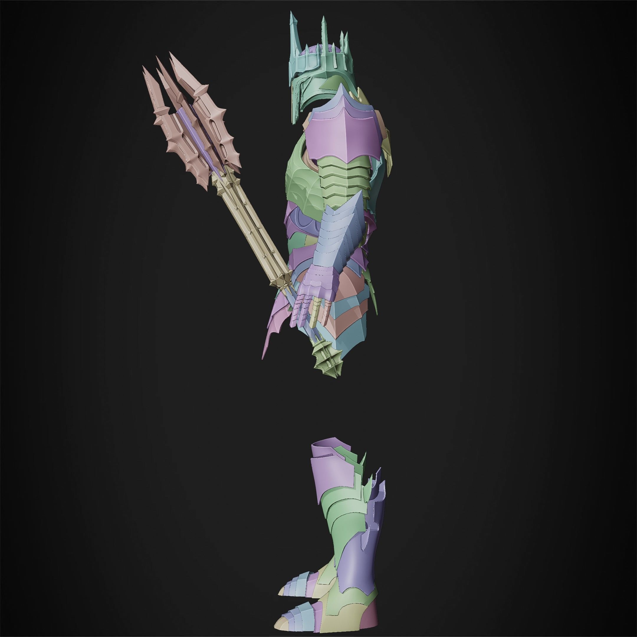 LOTR Dark Lord Sauron Full Armor and Mace for Cosplay 3D Model Collection_21