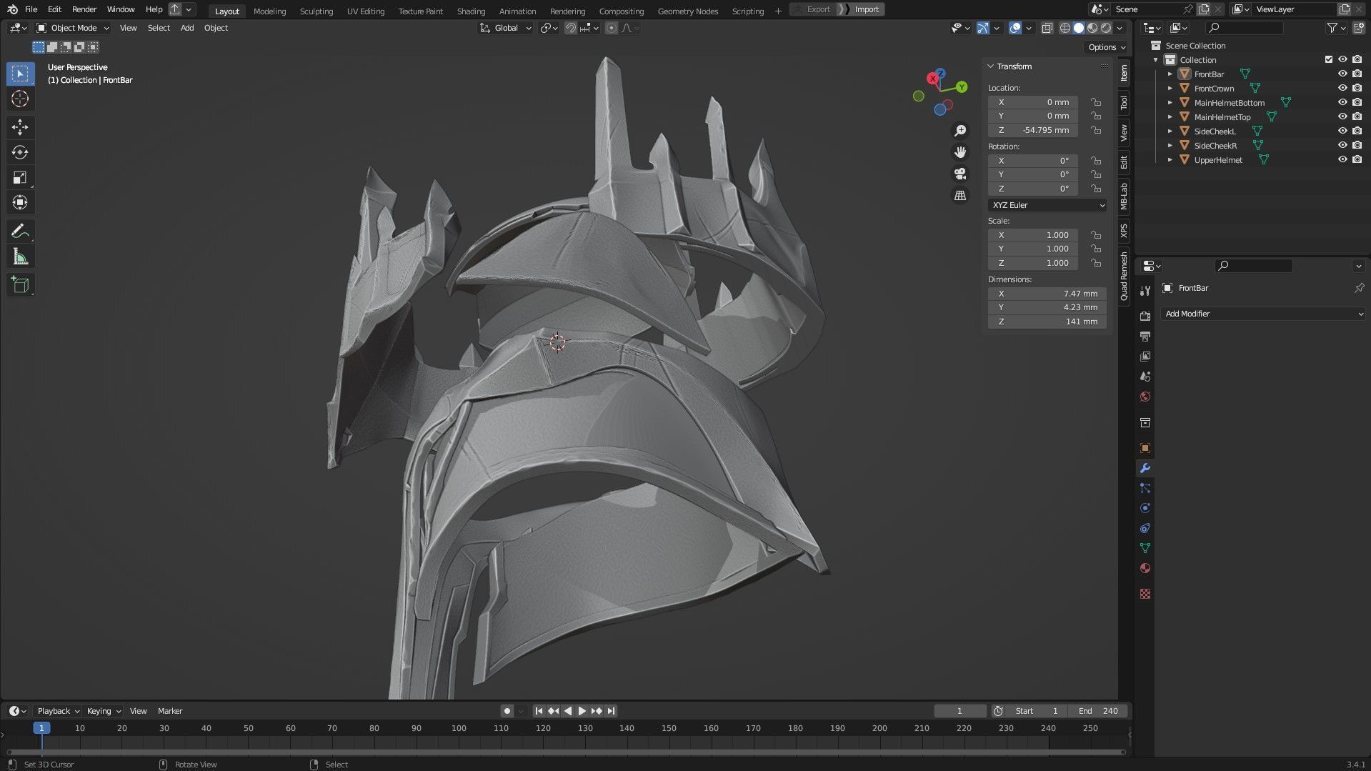 LOTR Dark Lord Sauron Full Armor and Mace for Cosplay 3D Model Collection_33