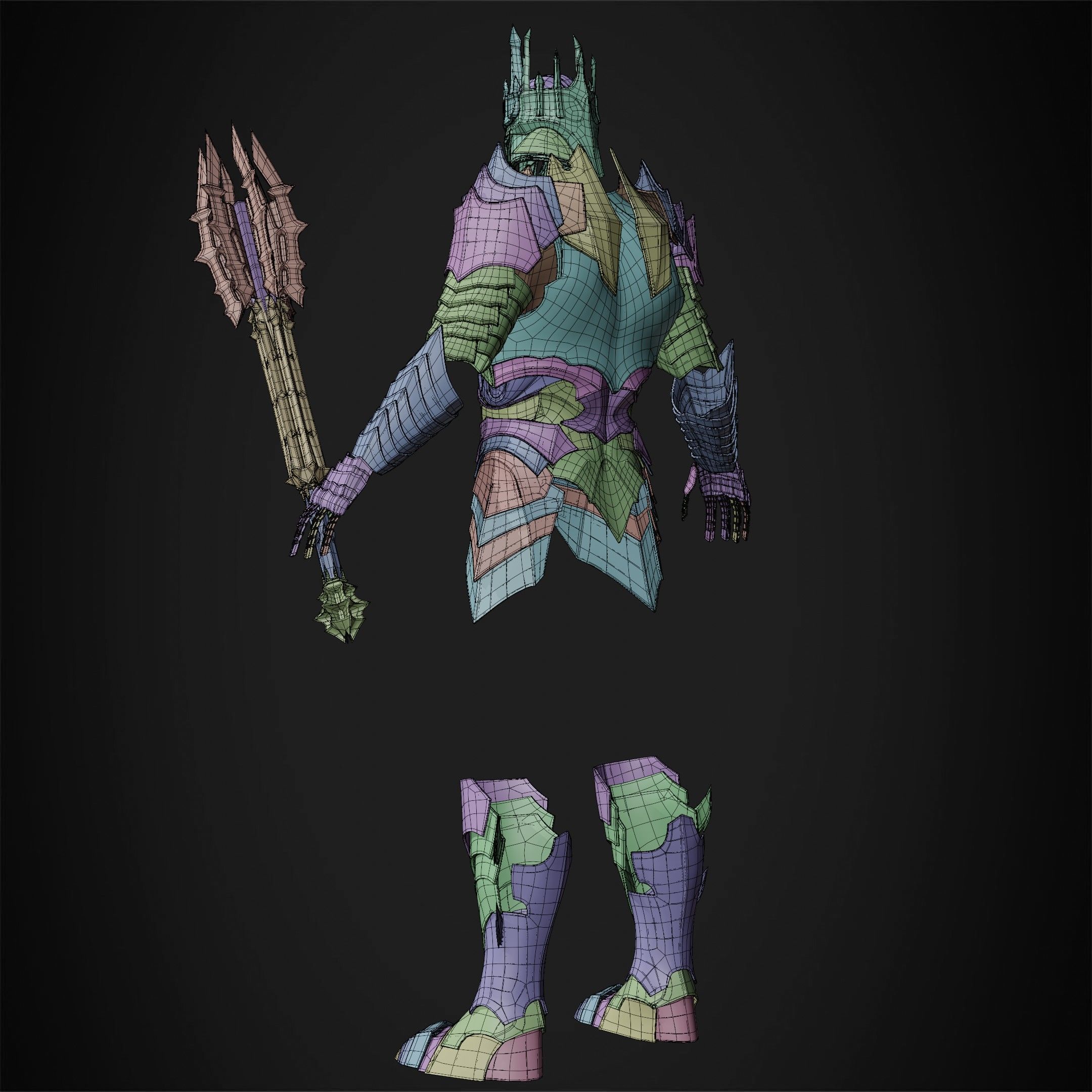 LOTR Dark Lord Sauron Full Armor and Mace for Cosplay 3D Model Collection_24