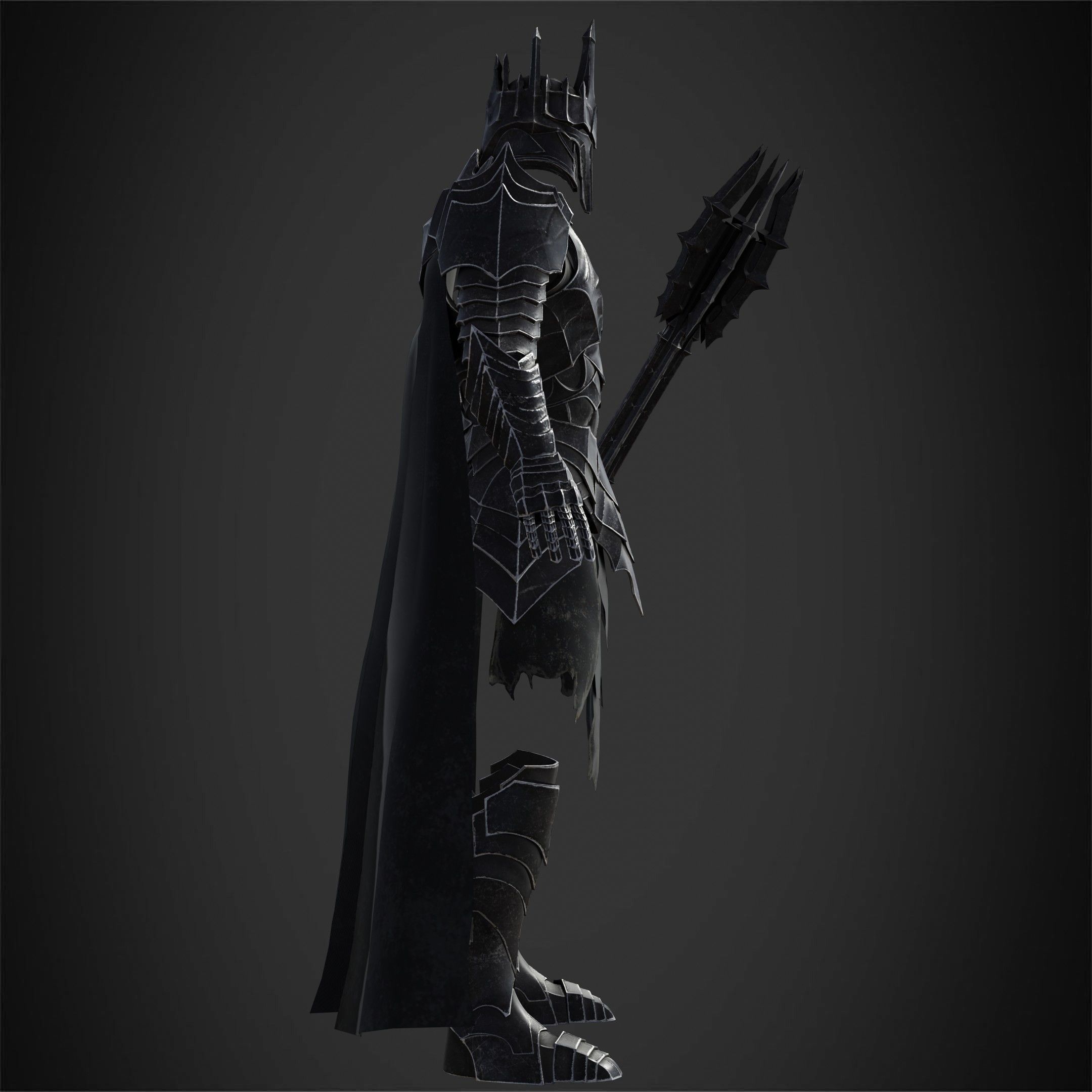 LOTR Dark Lord Sauron Full Armor and Mace for Cosplay 3D Model Collection_15