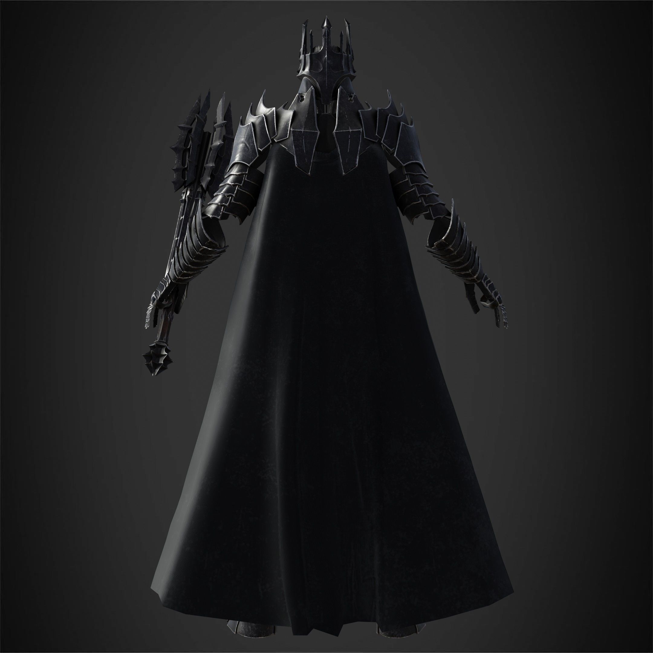 LOTR Dark Lord Sauron Full Armor and Mace for Cosplay 3D Model Collection_13