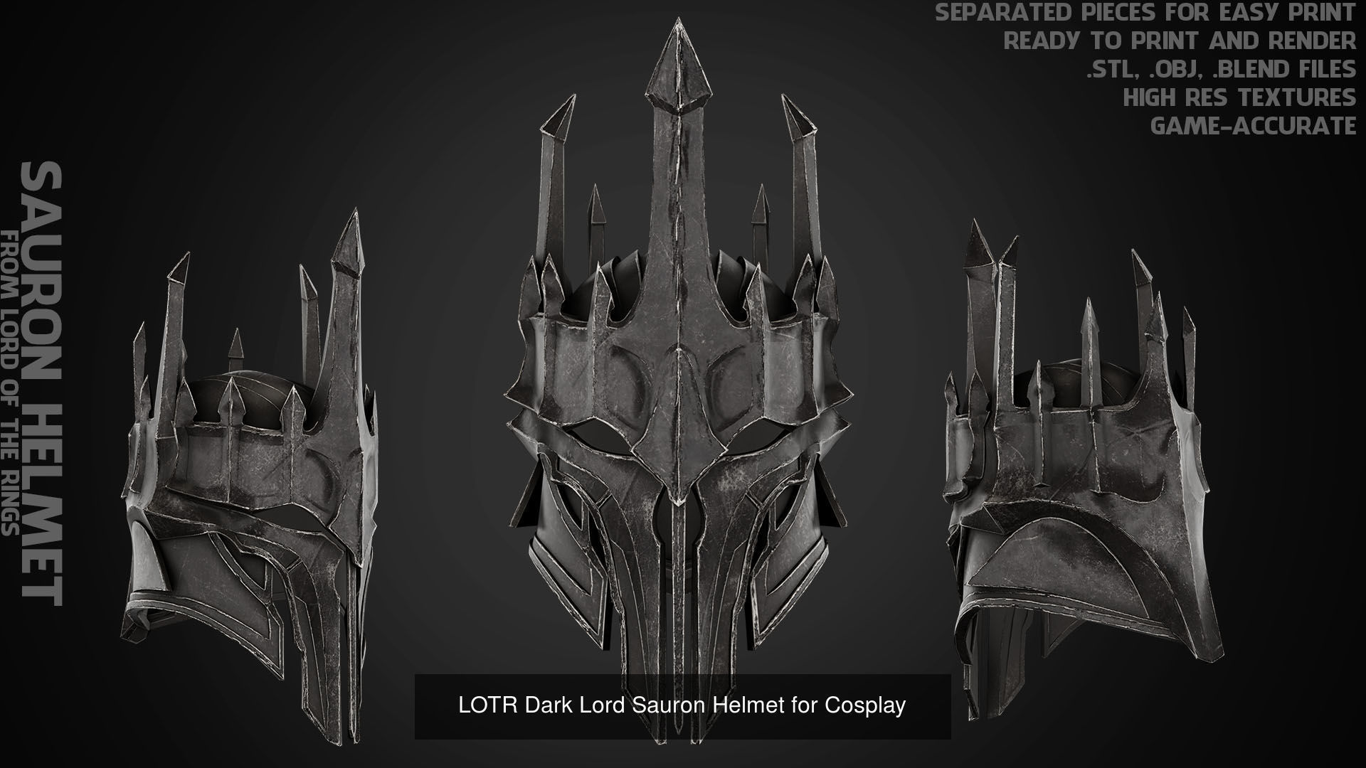 LOTR Dark Lord Sauron Full Armor and Mace for Cosplay 3D Model Collection_6