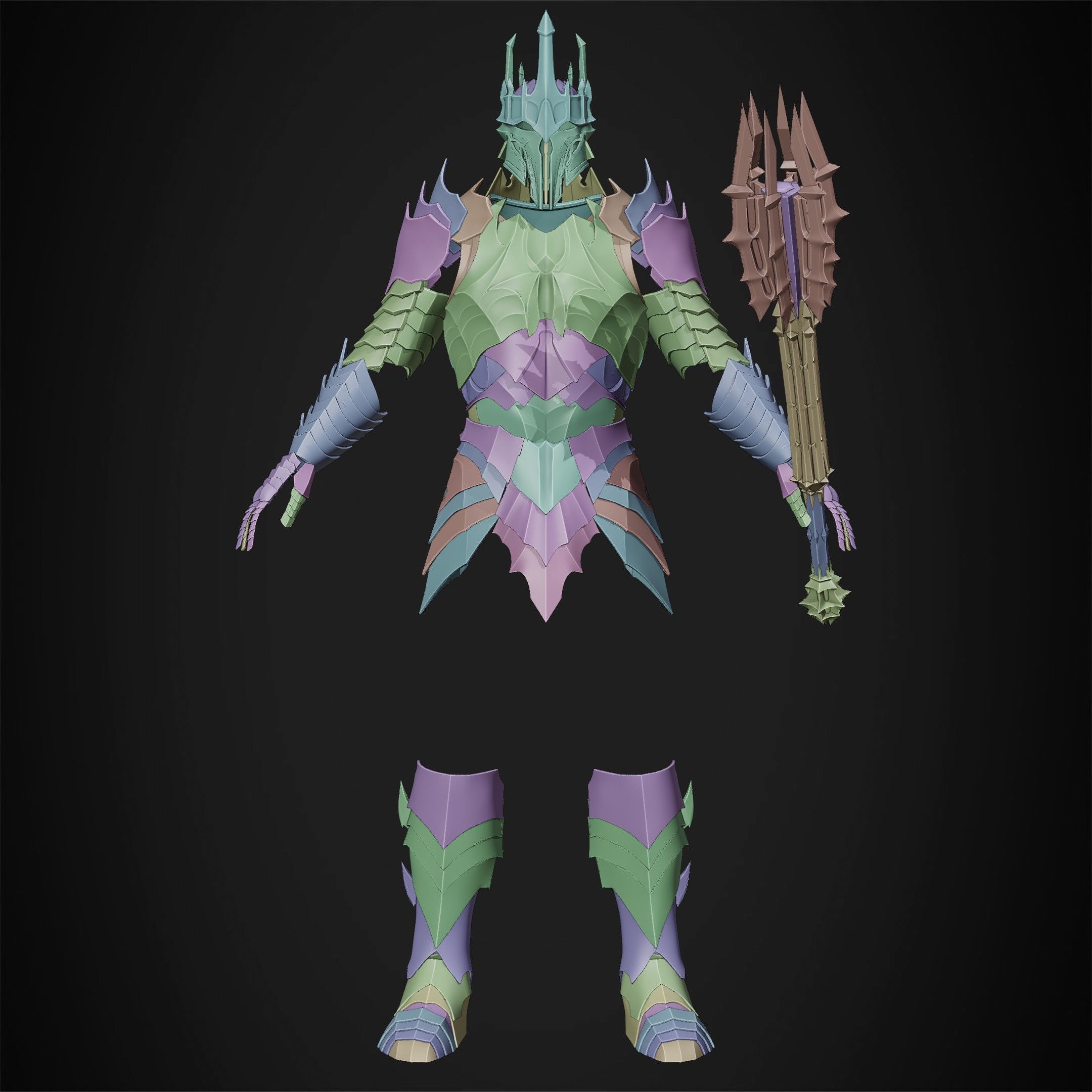 LOTR Dark Lord Sauron Full Armor and Mace for Cosplay 3D Model Collection_17